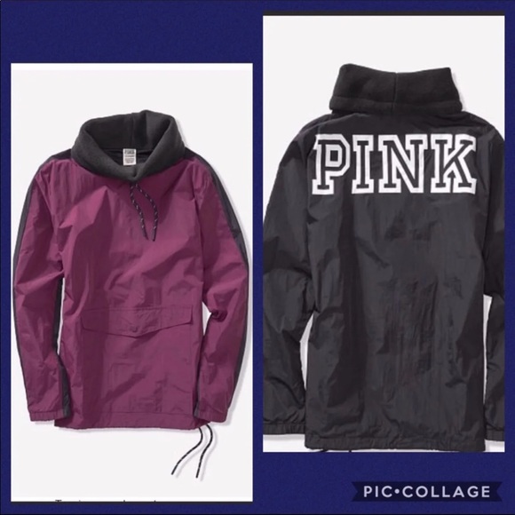 Vs Pink Cowl Neck Anorak Pullover Black 